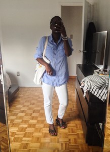 Shirt - Banana Republic Jeans - JCrew Sandals - Birkenstock Tote - Whole Food (!!)